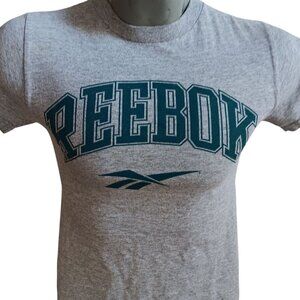 Reebok Vintage Women's T-shirt SMALL 1990s Heather gray Spellout Logo